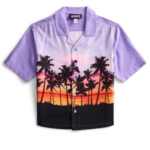 Weekend Academy Tropical Quick Dry Button Down Top Sz 10/12